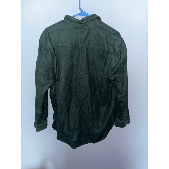 St Johns Bay Heavyweight Corduroy Shirt Green Mens Large Button Up - Picture 3 of 6